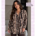 Camisa Botones Estampada Negra