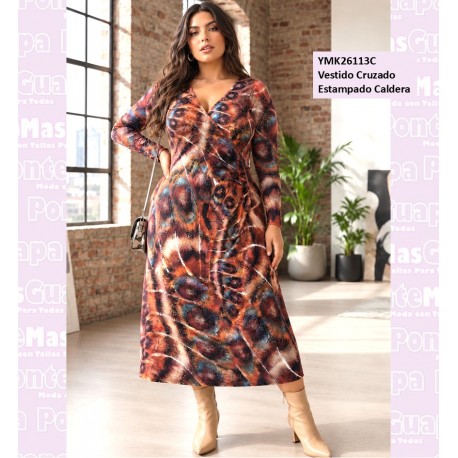 Vestido Cruzado Estampado Caldera