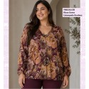 Blusa Goma Estampado Burdeos