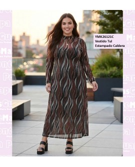 Vestido Tul Estampado Caldera