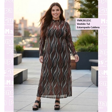 Vestido Tul Estampado Caldera