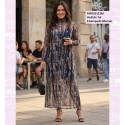 Vestido Tul Estampado Marron