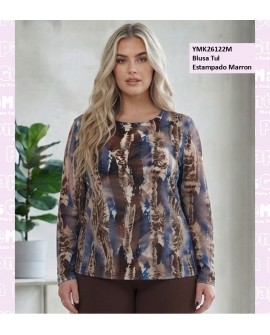 Blusa Tul Estampado Marron