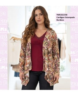 Cardigan Estampado Burdeos