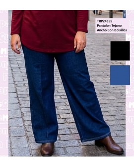 Pantalon Tejano Ancho Con Bolsillos