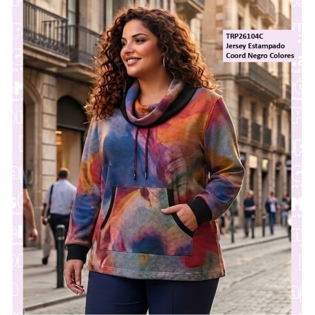 Jersey Estampado Coord Negro Colores