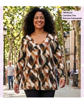 Camiseta Tres Botones Estampada