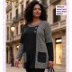 Jersey Coord Blanco Negro Bolsillos
