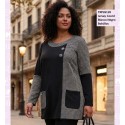 Jersey Coord Blanco Negro Bolsillos