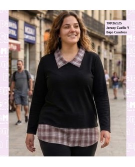 Jersey Cuello Y Bajo Cuadros