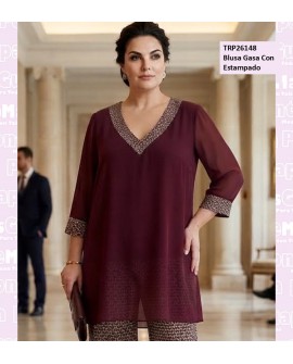 Blusa Gasa Con Estampado