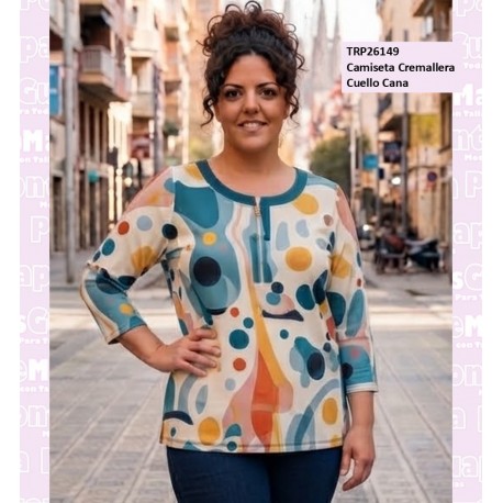 Camiseta Cremallera Cuello Cana