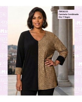 Camiseta Combinada Oro Y Negro