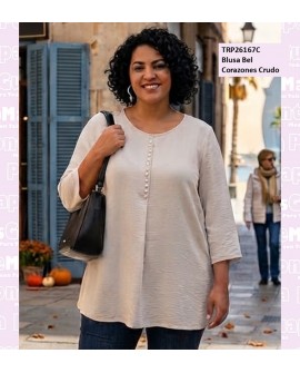 Blusa Bel Corazones Crudo