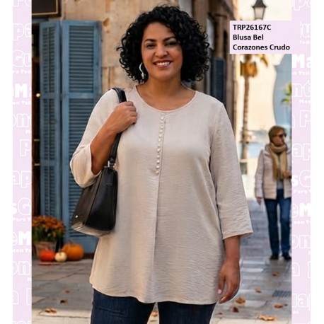 Blusa Bel Corazones Crudo