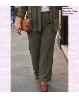 Pantalon Fluido Recto Kaki