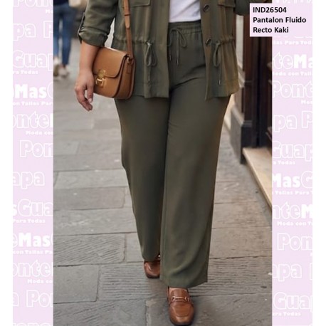 Pantalon Fluido Recto Kaki