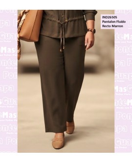 Pantalon Fluido Recto Marron