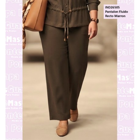 Pantalon Fluido Recto Marron