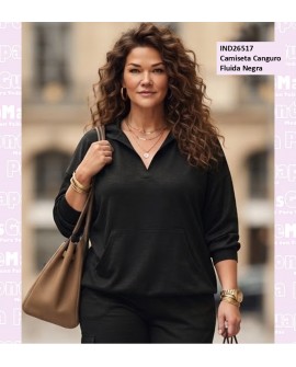 Camiseta Canguro Fluida Negra