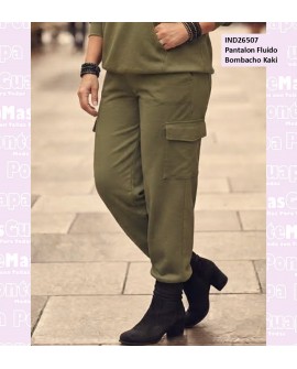 Pantalon Fluido Bombacho Kaki