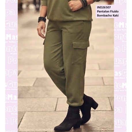 Pantalon Fluido Bombacho Kaki