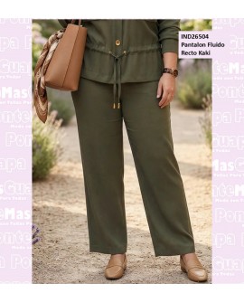 Pantalon Fluido Recto Kaki